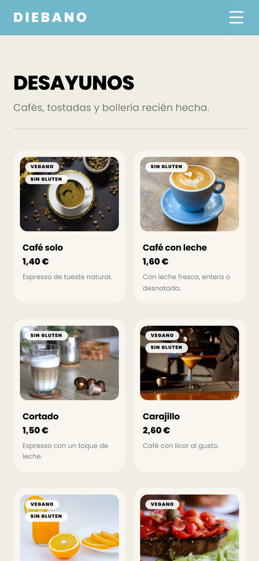 Carta digital del comensal en el móvil